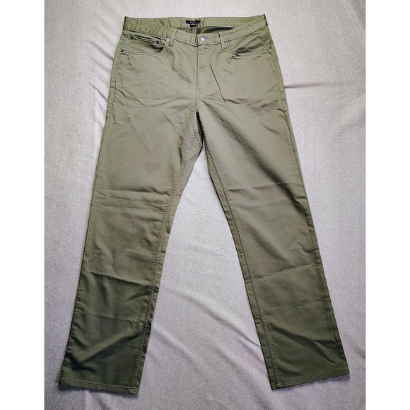 Quince Mens Pants Mens 36x34 Olive Green Comfort Stretch Traveler 5-Pocket Chino - Picture 2 of 10